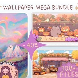Paquete MEGA de fondos de pantalla de otoño, protector de pantalla de Halloween, fondo de pantalla de fantasmas para tableta, fondo de pantalla de anime, protector de pantalla kawaii, fondo de pantalla estético para escritorio