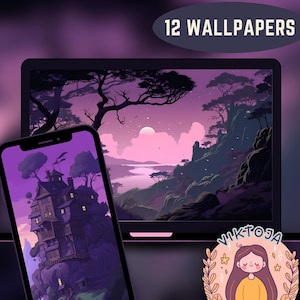 anime wallpaper purple wallpaper anims wallpaper halloween wallpaper aesthetic wallpaper Japanese wallpaper anime screensaver study decor