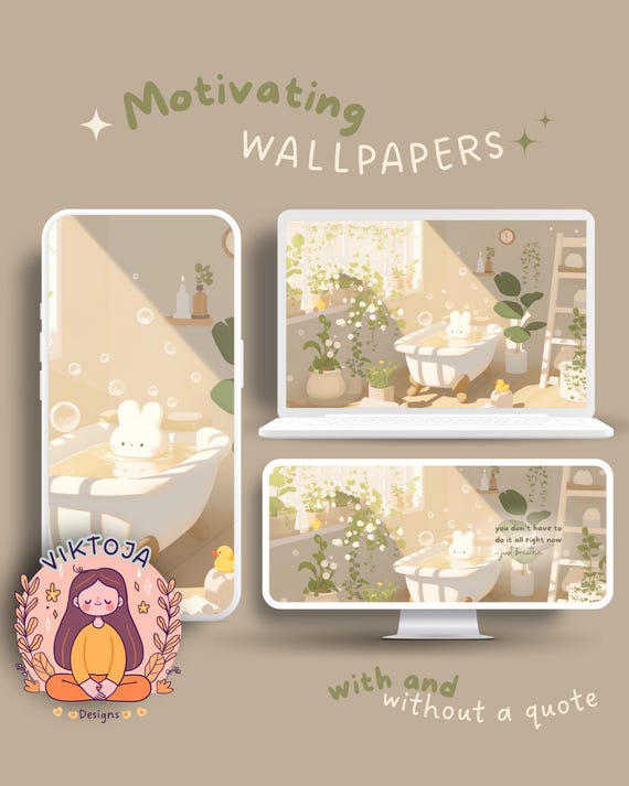 Bunny Phone Wallpaper, Motivational Desktop Backgrounds (Digital Download