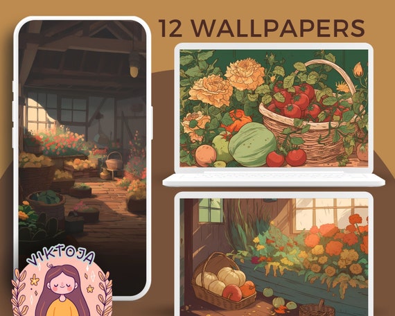 Studio Ghibli Inspired Autumn Wallpaper: Cottagecore Anime Lockscreen (Digital Download)