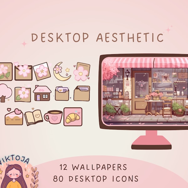 Sakura wallpaper plants wallpaper cherry blossom cozy Wallpaper desktop spring wallpaper kawaii icons ghibli wallpaper desktop organizer