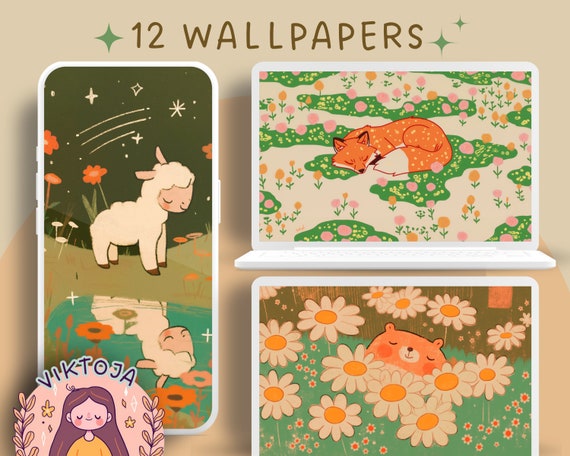 Animal Flower Wallpaper Set: Phone & Desktop (Digital Download)