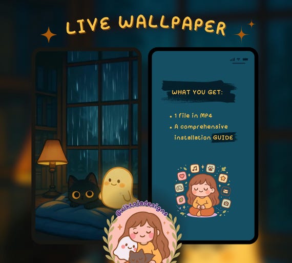 Inky Ghosty Rain Window Live Wallpaper: Kawaii Hygge (MP4)