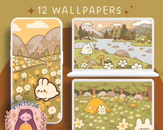 Seventies bunnies flower Wallpaper pastel wallpaper pink desktop wallpaper cute screensaver kawaii background phone flower wallpaper cute