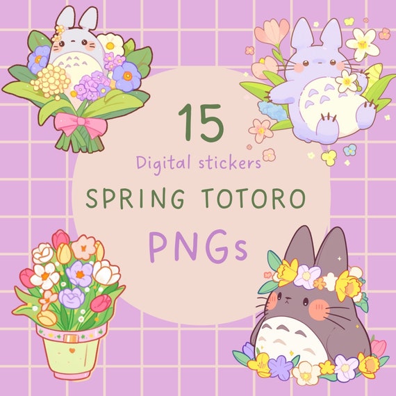 Kawaii Anime Character PNG Stickers: Spring Flowers (Digital Clip Art)