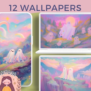 Pastel ghosts wallpaper halloween wallpaper lofi wallpaper rainbow wallpapers 4k wallpaper aesthetic desktop wallpaper cute wallpaper