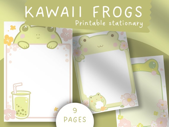Kawaii Frog Stationery: Pastel Lined Journal Pages (A4 PDF)