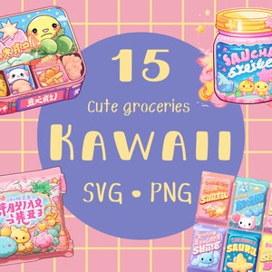 Groceries svg japanese svg manga food png anime food svg kawaii food svg pod cute png Korean svg chibi png groceries clipart commercial use