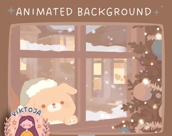 Winterpuppy Lofi geanimeerde Vtuber-achtergrond: Cosy Stream-overlay (MP4)