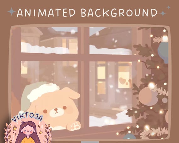 Winter Puppy Lofi Animated Vtuber Background: Cozy Stream Overlay (MP4)