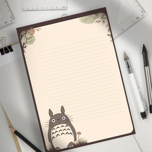 Totoro Stationary Studio Ghibli Printable Kawaii Stationary Anime Lined ...