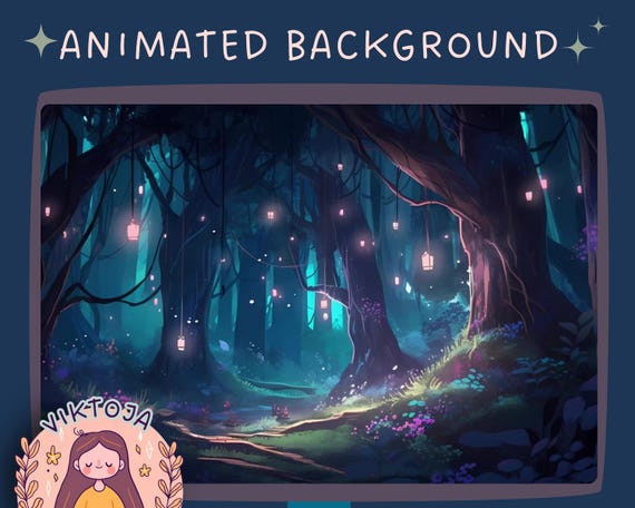 Cozy Lofi Fairy Forest Animated Vtuber Background (MP4)