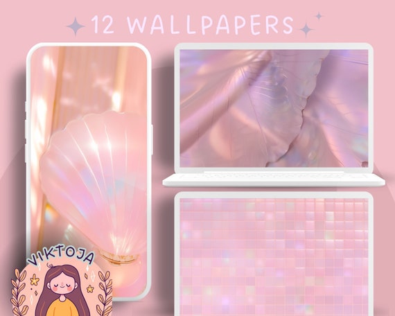 Pearly Pink Wallpaper Set for Phone & Desktop (Digital Download)