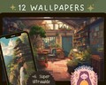 Studio anime inspired Wallpaper Bundle: 12 Digital Artworks for Mobile & Desktop, Cute Anime, Instant Download.