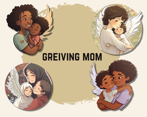 Grieving Mom PNG Stickers: Mother's Day Anime Bundle (Digital Download)