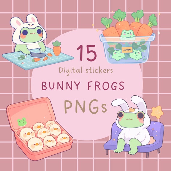 Kawaii Frog Clipart | 15 Manga Stickers (PNG)