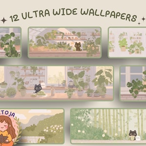 autumn hygge Ghosty and inky super ultrawide Wallpaper autumn Halloween desktop wallpaper pumpkin cozy kawaii background phone wallpaper 4k