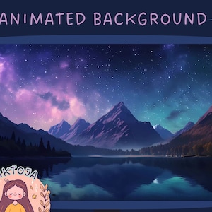 Vtuber Animated Background for Twitch, Cozy lofi starry sky, cute stream overlay, looped background, cozy ambience, vtuber background