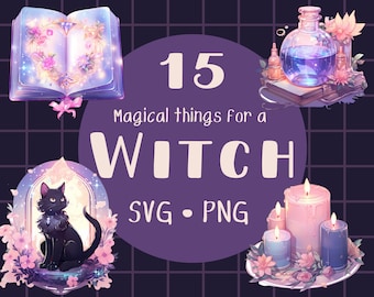 Witchcraft Clipart: Magic, Skull, Crystal Ball (PNG, SVG)