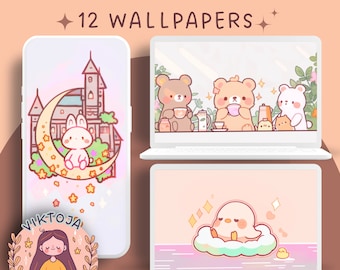 Kawaii Cuties Wallpaper: Cozy Desktop & Mobile Backgrounds (Digital Download)