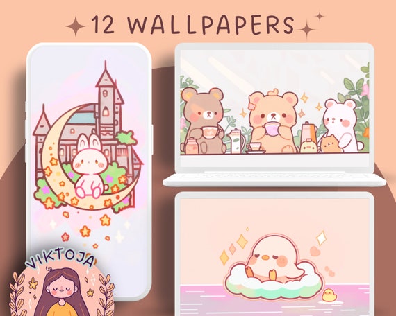 Kawaii Cuties Wallpaper: Cozy Desktop & Mobile Backgrounds (Digital Download)