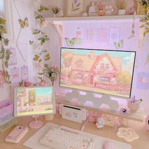 Juego de 5 piezas de organizador de escritorio rosa con bonito diseño  floral, accesorios de escritorio rosa perfectos y decoración de habitación  para