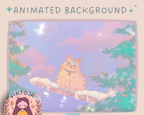 Cozy Cat Lofi Animated Vtuber Background: Christmas Stream Overlay (MP4)
