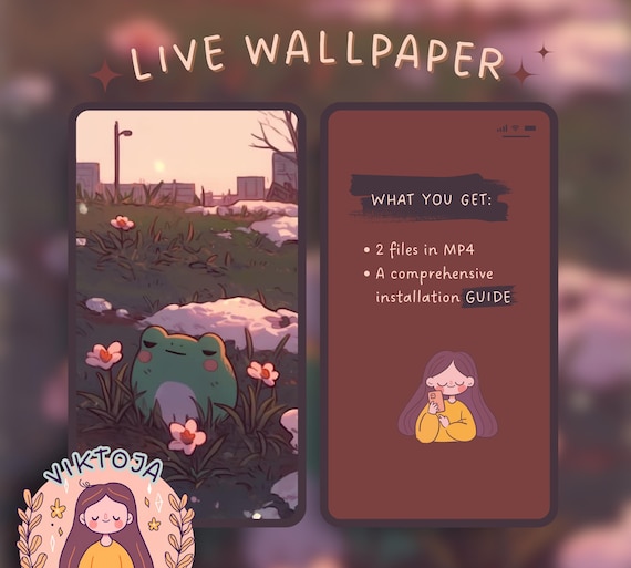 Kawaii Frog Live Wallpaper: Hygge iOS/Android Phone Background (MP4)