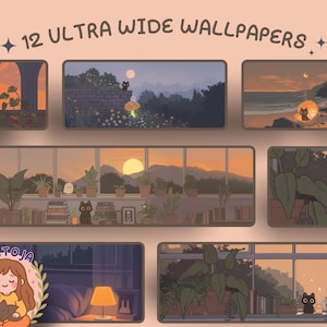 mellow lofi Ghosty and inky super ultrawide Wallpaper autumn Halloween desktop wallpaper pumpkin cozy kawaii background phone wallpaper 4k