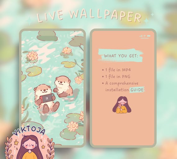 Gaming Otter Live Wallpaper: Kawaii iOS/Android Background (MP4 & PNG)