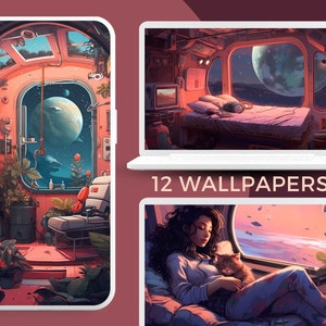 lofi Tapete Raumschiff Wallpaper lofi twitch overlay lofi girl iOS Wallpapers Lofi overlays lofi Kunstdruck lofi 4k Wallpaper