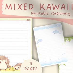 Gemischte Kawaii stationäre druckbare kawaii Seiten Pastell linierte Seiten süße digitale Journal Seiten kawaii gute Notizen digitale linierte Seiten kawaii