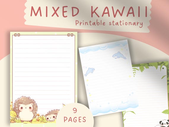 Kawaii Lined Stationery: Pastel Journal Pages (A4 PDF)