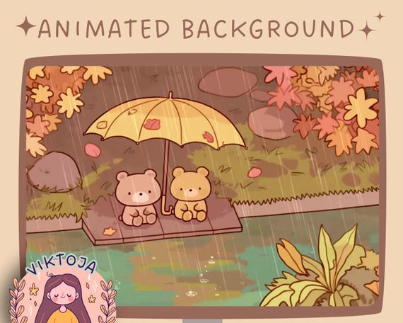Cozy Lofi Two Bear Autumn Animated Vtuber Background (MP4)