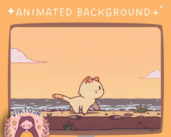 Cozy Lofi Cat Animated Vtuber Background for Twitch (MP4)