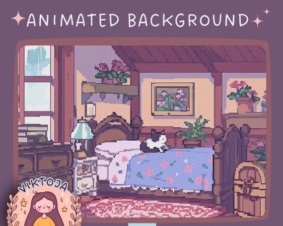 Cozy Lofi Room: Animated Vtuber Twitch Stream Background (MP4)