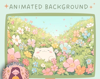 Cozy Lofi Cat Animated Vtuber Background: Twitch Stream Overlay