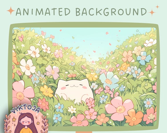 Cozy Lofi Cat Animated Vtuber Background: Twitch Stream Overlay