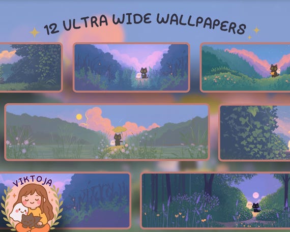 Ghostly Autumn Desktop Wallpaper: Cozy Kawaii 4K Background (Digital Download)