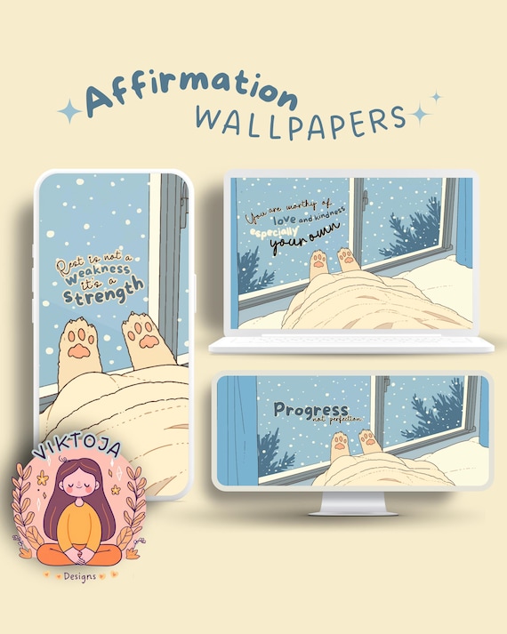 Pastel Affirmation Wallpaper: Cozy , Positive Quotes (Digital Download