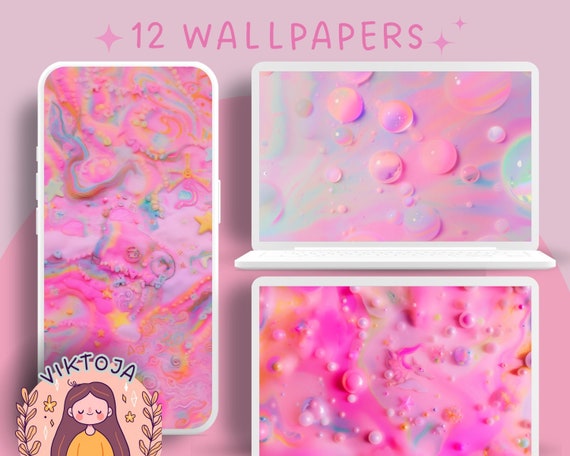 Pink Abstract Wallpaper Set for Phone & Desktop (Digital Download)