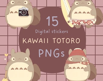 Stickers: 15 Kawaii anime PNG Clipart (Digital Download)