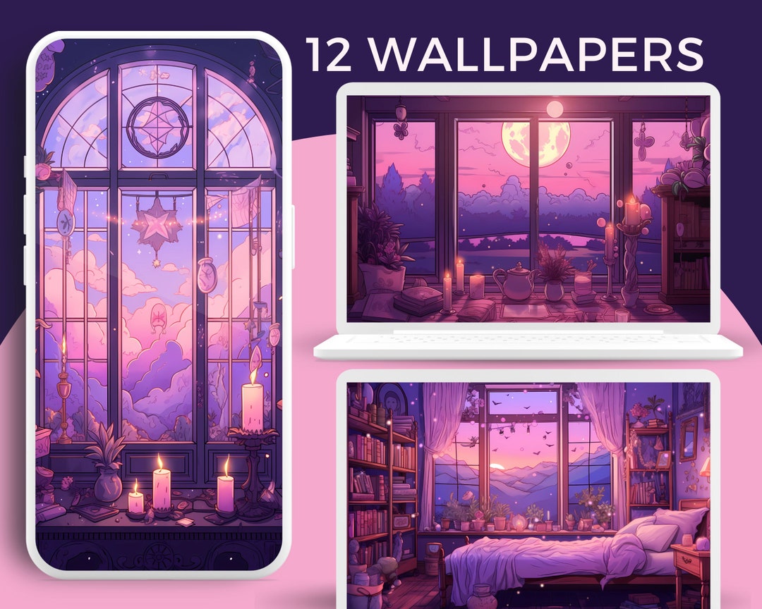 Witchy Wallpaper Kawaii Wallpaper Lofi Wallpaper Anims - Etsy