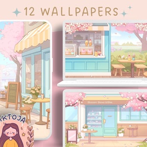 Cherry Blossom Wallpaper pastel wallpaper pink desktop wallpaper Sakura screensaver kawaii background phone spring wallpaper cute
