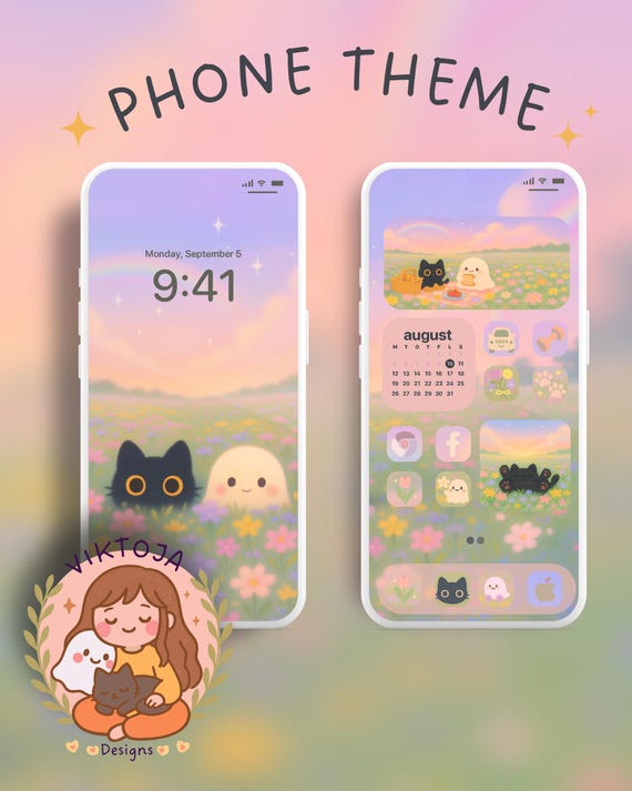 Flower Phone Theme: Summer Icons, Spring Wallpaper (Digital Download)