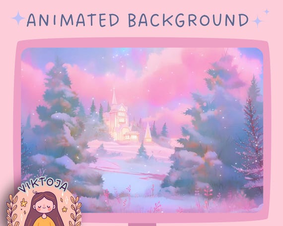 Cozy Winter Vtuber Animated Background: Kawaii LoFi Stream Overlay (MP4)