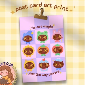 impressão de arte de cartão postal com tinta, impressão de arte fofa, impressão de arte kawaii, pequena impressão de arte, decoração de parede, cartão postal com citação, cartão de afirmação, cartão de aniversário
