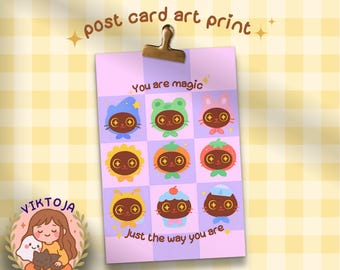 Kawaii Cat Postcard Art Print - Affirmation Note