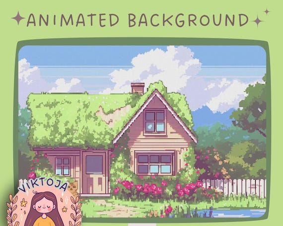 Cozy Lofi Pixel Cottage Animated Vtuber Background (MP4)
