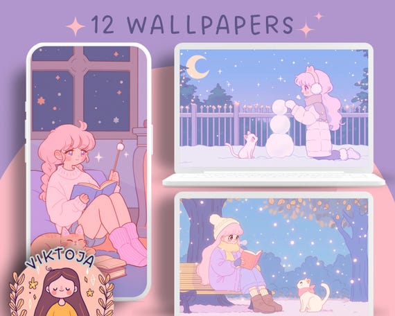 Christmas Cats Wallpaper: Cozy Winter Phone & Desktop Backgrounds (Digital Download)